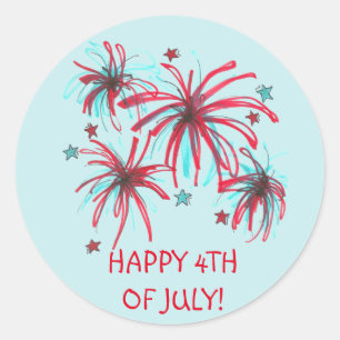Vierde Fireworks Patriotic USA America Ronde Sticker