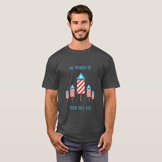 Vierde Fireworks Pun Funny Shirt Mannen of Women (Voorkant volledig)