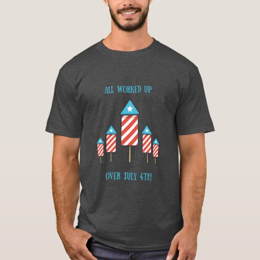 Vierde Fireworks Pun Funny Shirt Mannen of Women (Voorkant)