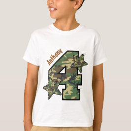 Vierde geboortenjongen Camo en sterren Aangepaste T-shirt