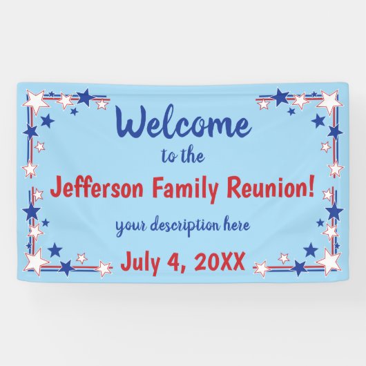 Vierde gezinsreünie Red White Blue van juli Spandoek (Horizontaal)