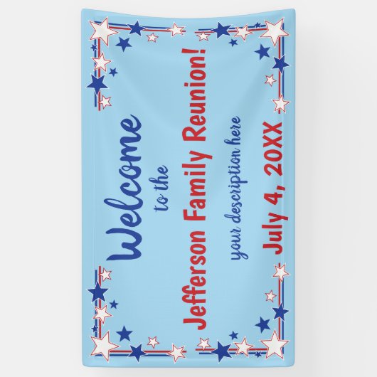 Vierde gezinsreünie Red White Blue van juli Spandoek (Verticaal)