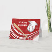 Vierde graad Afstuderen Baseball Bat en Pet op Re Kaart (Voorkant)