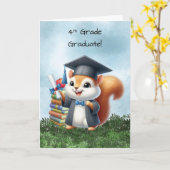 Vierde graad Afstuderen Boy Squirrel Gefeliciteerd Kaart (Gele Bloem)