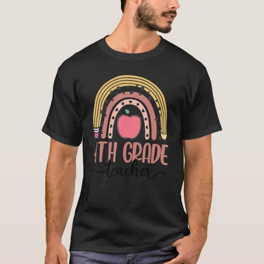 Vierde graad leraar regenboogluipaard terug naar s t-shirt (Voorkant)