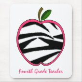Vierde graad leraar Zebra print Apple Muismat (Voorkant)