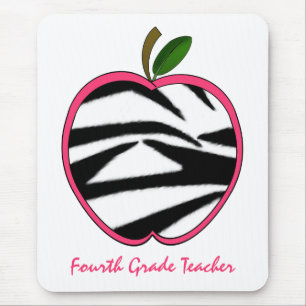 Vierde graad leraar Zebra print Apple Muismat
