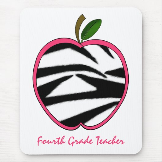 Vierde graad leraar Zebra print Apple Muismat (Voorkant)