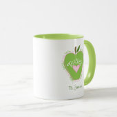 Vierde graad lerarenroze en groene appel mok (Voorkant rechts)