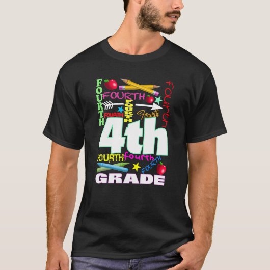 Vierde graad Typografie Terug naar schoolteam 4e g T-shirt (Voorkant)