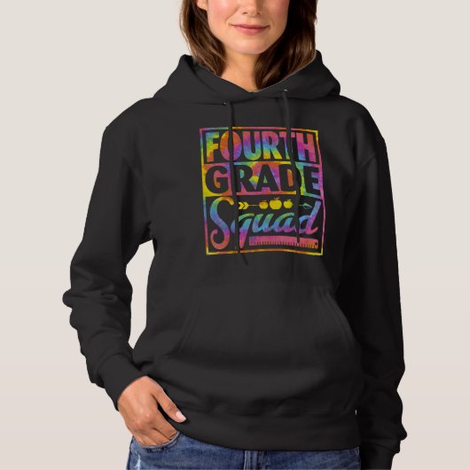 Vierde graad vierkant kleurstof weer naar school hoodie (Voorkant)