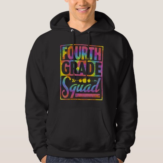 Vierde graad vierkant kleurstof weer naar school hoodie (Voorkant)