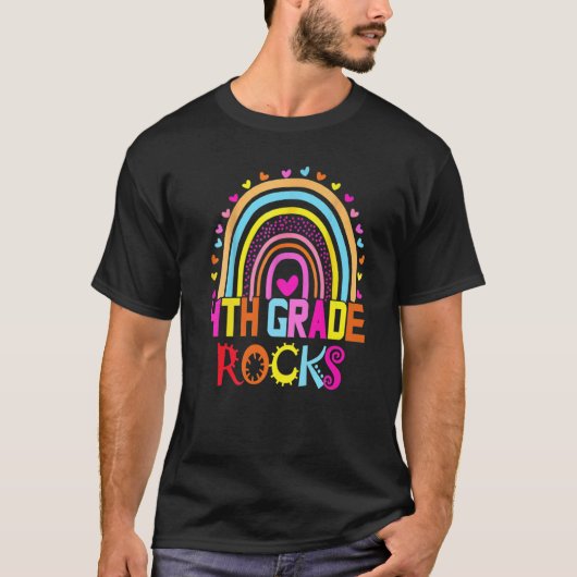 Vierde Grade Rocks Eerste Dag Team 4de Grade Rainb T-shirt (Voorkant)