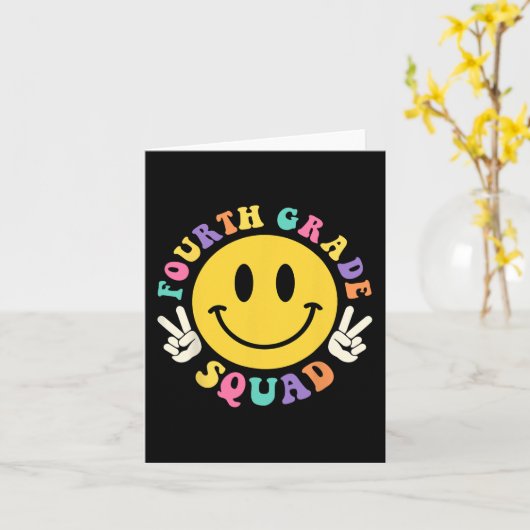 Vierde Grade Squad Terug naar school 4e Grade Teac Kaart (Gele Bloem)