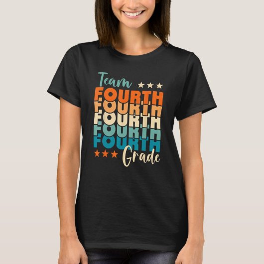 Vierde Grade Vibes Team 4e Grade Retro 1e Dag van T-shirt (Voorkant)
