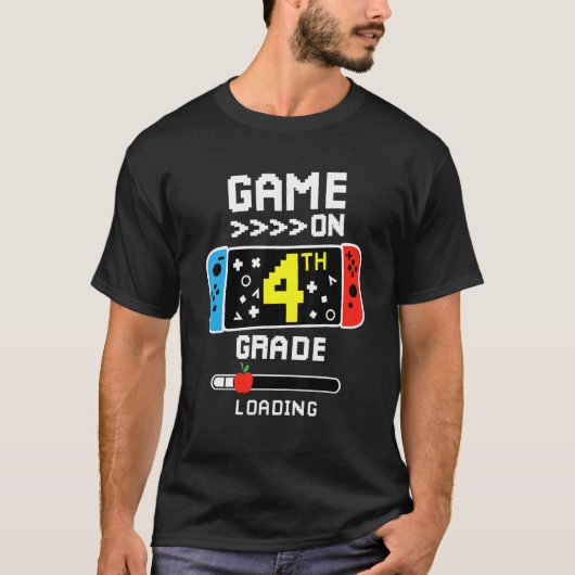 Vierde gradenspel bij terugladen naar schoolgamer t-shirt (Voorkant)