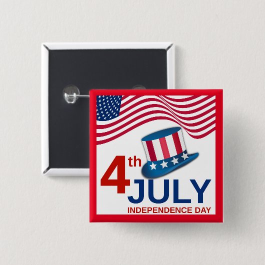 Vierde herdenking juli vierkante button 5,1 cm (Voorkant /achterkant)