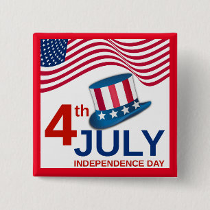 Vierde herdenking juli vierkante button 5,1 cm