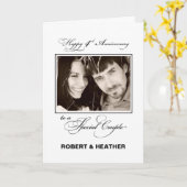 Vierde huwelijksverjaardag aangepaste naam/foto kaart (Gele Bloem)