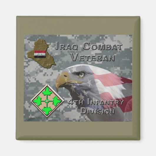 Vierde infanteriediv Irak Combat Veteran Magneet (Voorkant)