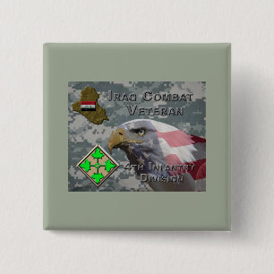 Vierde infanteriediv Irak Combat Veteran Vierkante Button 5,1 Cm