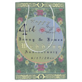 Vierde jaar Jubileum Groen & Blauwe Bloem Medium Cadeauzakje (Voorkant)