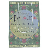 Vierde jaar Jubileum Groen & Blauwe Bloem Medium Cadeauzakje (Achterkant)