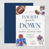 Vierde jaar op football thematje vierde verjaardag kaart (Voorkant / Achterkant)