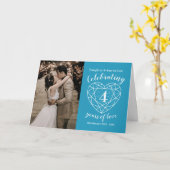 Vierde Jubileum blauw topazhart Kaart (Gele Bloem)