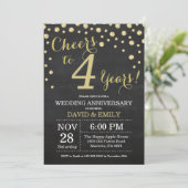 Vierde Jubileum Chalkboard Black en Gold Kaart (Staand voorkant)