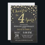 Vierde Jubileum Chalkboard Black en Gold Kaart<br><div class="desc">Vierde Jubileum Chalkboard Black en Gold Invitation. Jubileum voor de bruiloft. Chalkboard Black en Gold Glitter Diamond Background Gold Confetti. Volwassen verjaardag. Vrouw of Man Man Birthday Party. Voor verdere aanpassing,  te klikken gelieve de knoop "van de Aanpassing het"en ons ontwerphulpmiddel te gebruiken om deze sjabloon te wijzigen.</div>