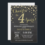 Vierde Jubileum Chalkboard Black en Gold Kaart<br><div class="desc">Vierde Jubileum Chalkboard Black en Gold Invitation. Jubileum voor de bruiloft. Chalkboard Black en Gold Glitter Diamond Background Gold Confetti. Volwassen verjaardag. Vrouw of Man Man Birthday Party. Voor verdere aanpassing,  te klikken gelieve de knoop "van de Aanpassing het"en ons ontwerphulpmiddel te gebruiken om deze sjabloon te wijzigen.</div>