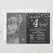 Vierde Jubileum Chalkboard Black Silver Kaart (Voorkant)