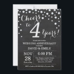 Vierde Jubileum Chalkboard Black Silver Kaart<br><div class="desc">Vierde Jubileum Chalkboard Black en Silver Invitation. Jubileum voor de bruiloft. Chalkboard Black en Silver Glitter Diamond Background Zilveren Confetti. Volwassen verjaardag. Vrouw of Man Man Birthday Party. Voor verdere aanpassing,  te klikken gelieve de knoop "van de Aanpassing het"en ons ontwerphulpmiddel te gebruiken om deze sjabloon te wijzigen.</div>