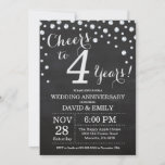 Vierde Jubileum Chalkboard Black Silver Kaart<br><div class="desc">Vierde Jubileum Chalkboard Black en Silver Invitation. Jubileum voor de bruiloft. Chalkboard Black en Silver Glitter Diamond Background Zilveren Confetti. Volwassen verjaardag. Vrouw of Man Man Birthday Party. Voor verdere aanpassing,  te klikken gelieve de knoop "van de Aanpassing het"en ons ontwerphulpmiddel te gebruiken om deze sjabloon te wijzigen.</div>