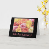 Vierde Jubileum gemengde rozenbouquet Kaart (Gele Bloem)