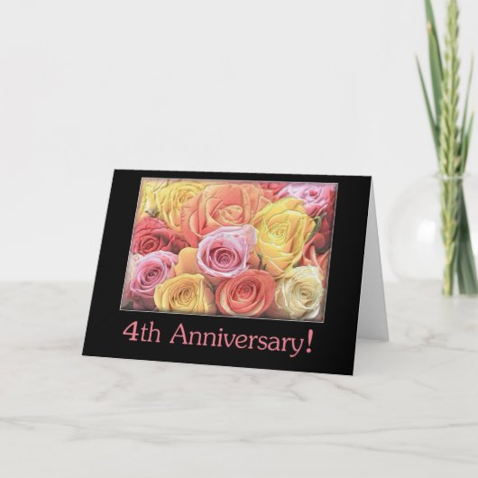 Vierde Jubileum gemengde rozenbouquet Kaart (Voorkant)