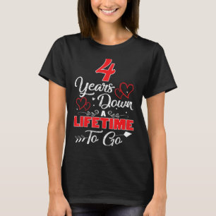 Vierde Jubileum van de bruiloft 4 jaar na een leve T-shirt