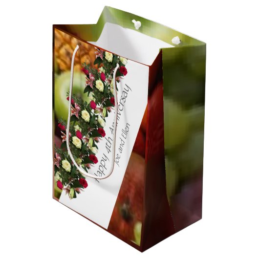 Vierde Jubileum voor bruiloft en bloemen, bewerkba Medium Cadeauzakje