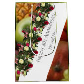 Vierde Jubileum voor bruiloft en bloemen, bewerkba Medium Cadeauzakje (Achterkant)