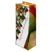 Vierde Jubileum voor bruiloft en bloemen, bewerkba Wijn Cadeautas (Achterkant Gekanteld)