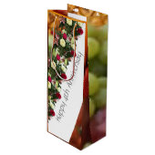 Vierde Jubileum voor bruiloft en bloemen, bewerkba Wijn Cadeautas (Voorkant Gekanteld)