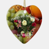 Vierde Jubileum, Vruchten en Bloemen, Hart Keramisch Ornament (Rechts)