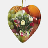 Vierde Jubileum, Vruchten en Bloemen, Hart Keramisch Ornament (Links)