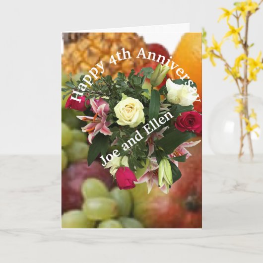 Vierde Jubileum, vruchten en bloemen, Kaart (Gele Bloem)