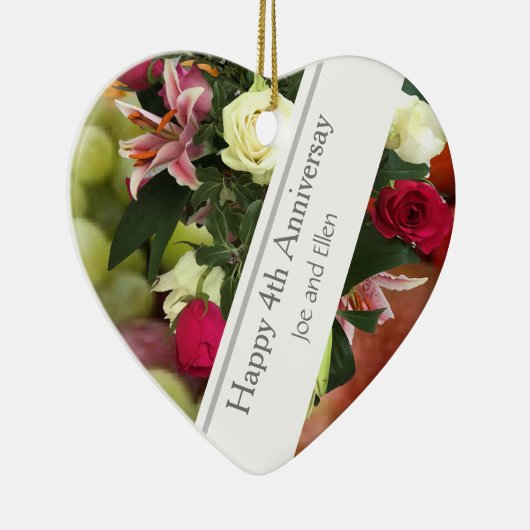 Vierde Jubileum Vruchten en bloemen Keramisch Ornament (Rechts)