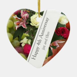 Vierde Jubileum Vruchten en bloemen Keramisch Ornament