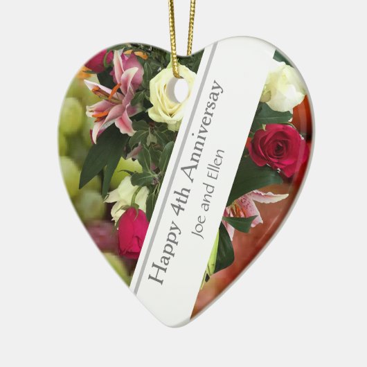 Vierde Jubileum Vruchten en bloemen Keramisch Ornament (Links)