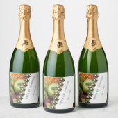 Vierde Jubileum Vruchten en bloemen Sparkling Wijnetiket (Flessen)