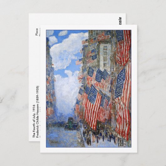 Vierde juli 1916 door Childe Hassam Briefkaart (Voorkant / Achterkant)